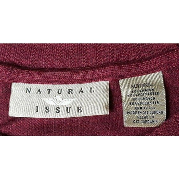 Natural Issue Maroon Red Short Sleeve Casual Crew - Picture 3 of 9